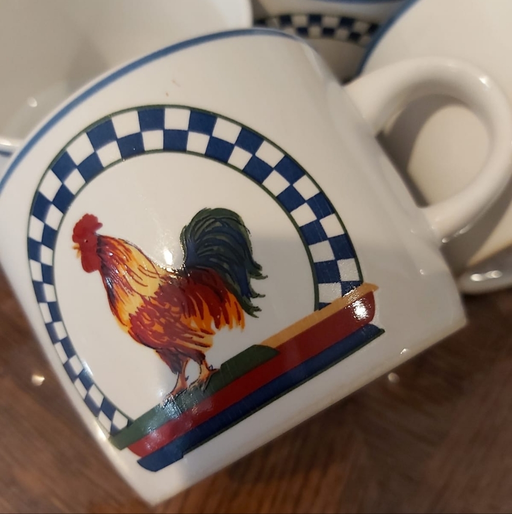 Farmhouse vintage rooster design tea/coffee cups